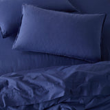 The Honest Label Washed Cotton Bedding - Cobalt with blue tones pillowcase product view THL product image 1