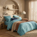 The Honest Label Washed Cotton Bedding - Azure with blue tones home bedding product view THL product image 1