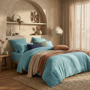 The Honest Label Washed Cotton Bedding - Azure with blue tones home bedding product view THL product image 1
