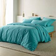 The Honest Label Washed Cotton Bedding - Azure with blue tones home bedding product view THL product image 4