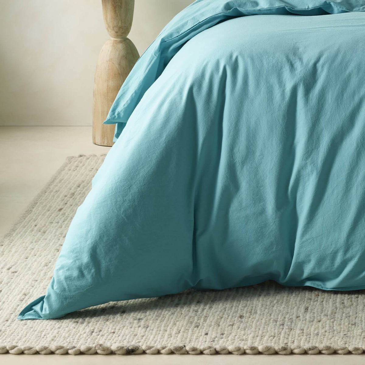 The Honest Label Washed Cotton Bedding - Azure with blue tones home bedding product view THL product image 6