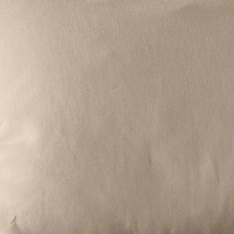 The Honest Label Pure Linen Fitted Sheet fabric swatch in Warm Taupe with beige tones fitted sheet fabric swatch