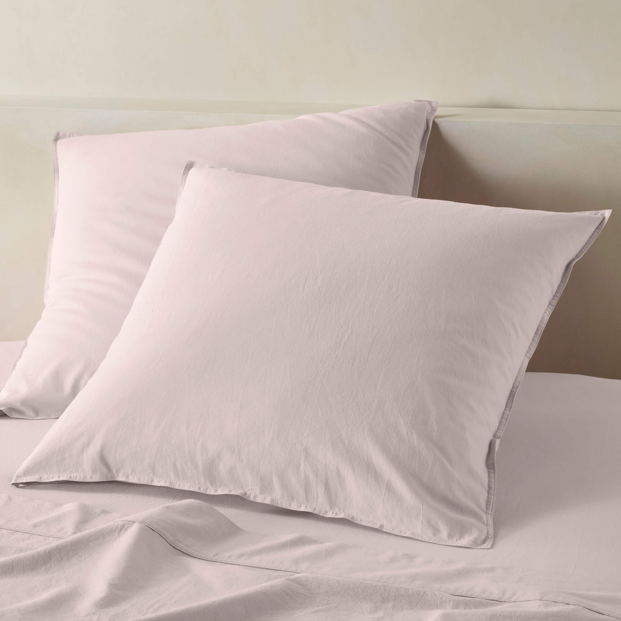 The Honest Label Washed Cotton European Pillowcase in Blush with pink tones pillowcase product view THL product image 1
