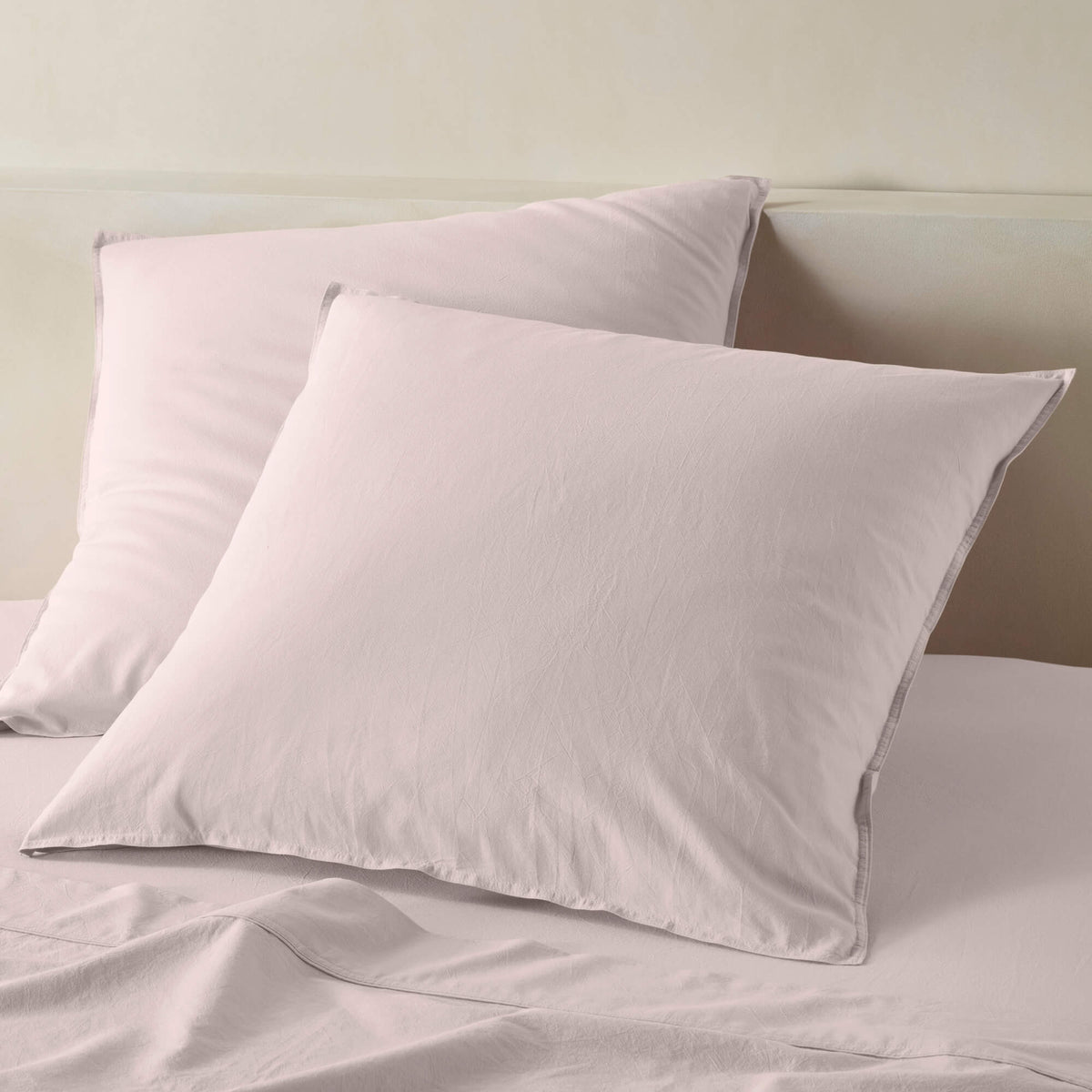 The Honest Label Washed Cotton European Pillowcase in Blush with pink tones pillowcase product view THL product image 1