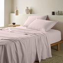 The Honest Label Washed Cotton Flat Sheet in Blush with pink tones flat sheet product view THL product image 1