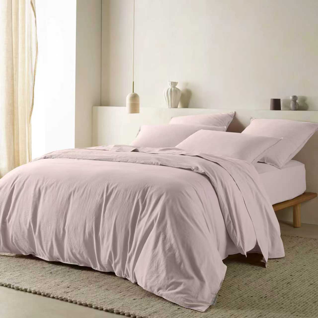 The Honest Label Washed Cotton Quilt Cover in Blush with pink tones quilt cover product view THL product image 1