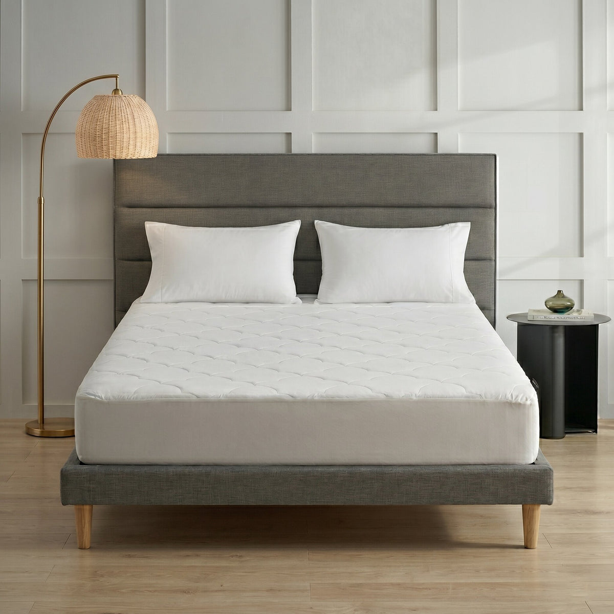 The Honest Label Willow Pure Cotton Mattress Protector mattress protector lifestyle view THL product image 1