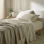 The Honest Label Washed Cotton Fitted Sheet in Flax with beige tones fitted sheet product view THL product image 1