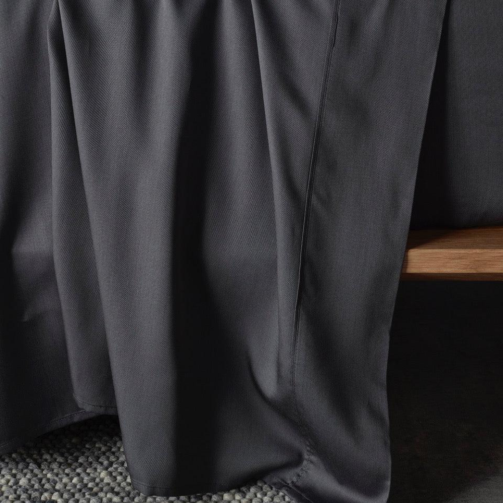 The Honest Label Graphite Cooling & Antimicrobial Sheet Set in Charcoal with grey tones sheet set product view THL product image 10