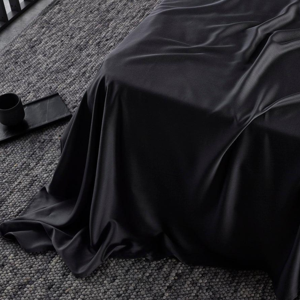 The Honest Label Graphite Cooling & Antimicrobial Sheet Set in Charcoal with grey tones sheet set product view THL product image 5