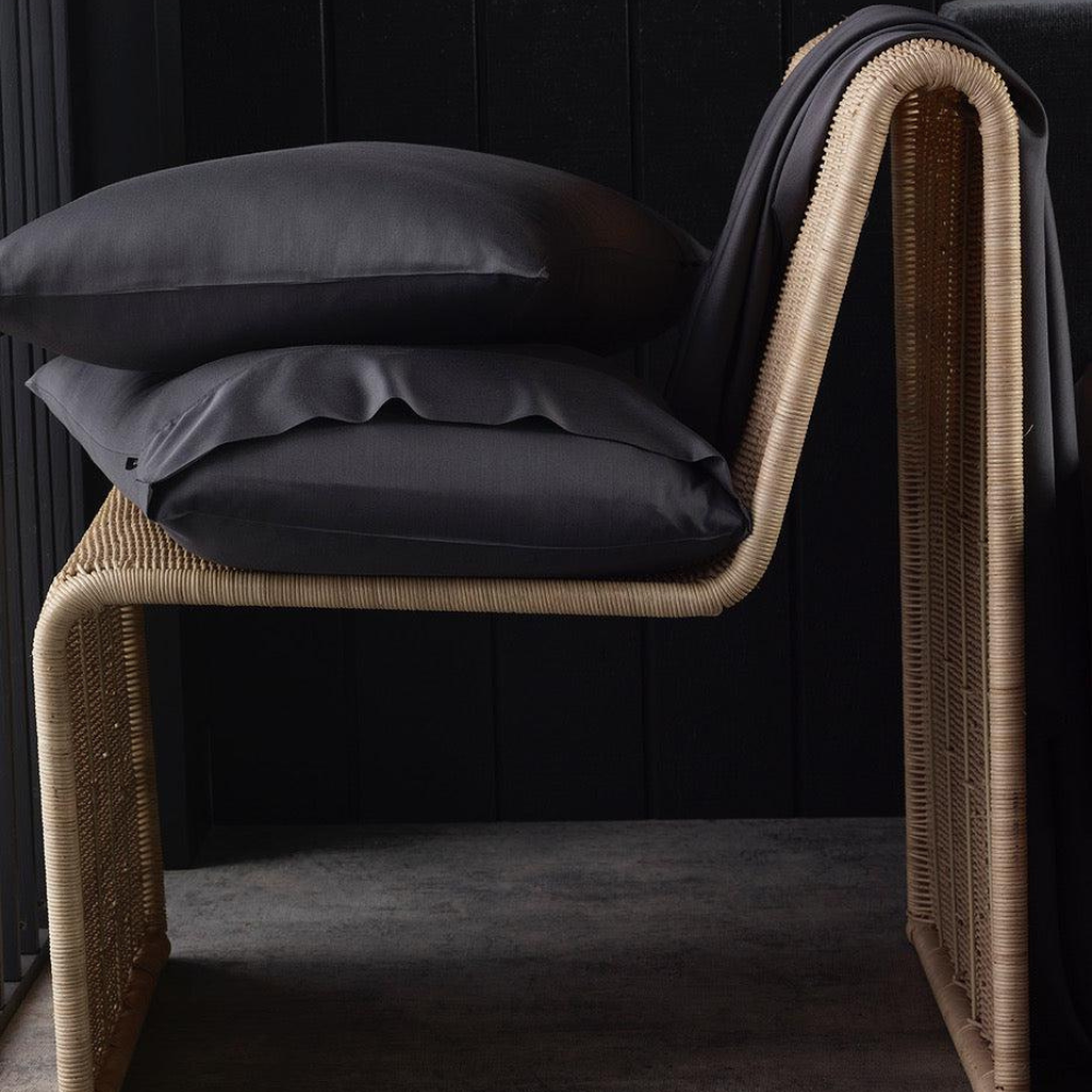 The Honest Label Graphite Cooling & Antimicrobial Sheet Set in Charcoal with grey tones sheet set product view THL product image 8