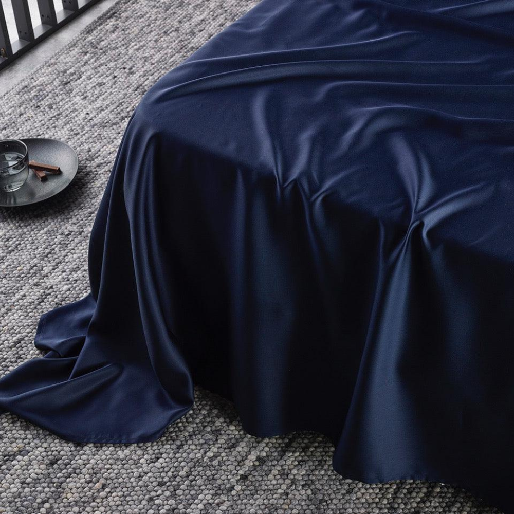 The Honest Label Graphite Cooling & Antimicrobial Sheet Set in Midnight with grey tones sheet set product view THL product image 5