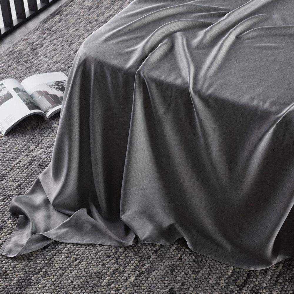 The Honest Label Graphite Cooling & Antimicrobial Sheet Set in Silver with grey tones sheet set product view THL product image 5