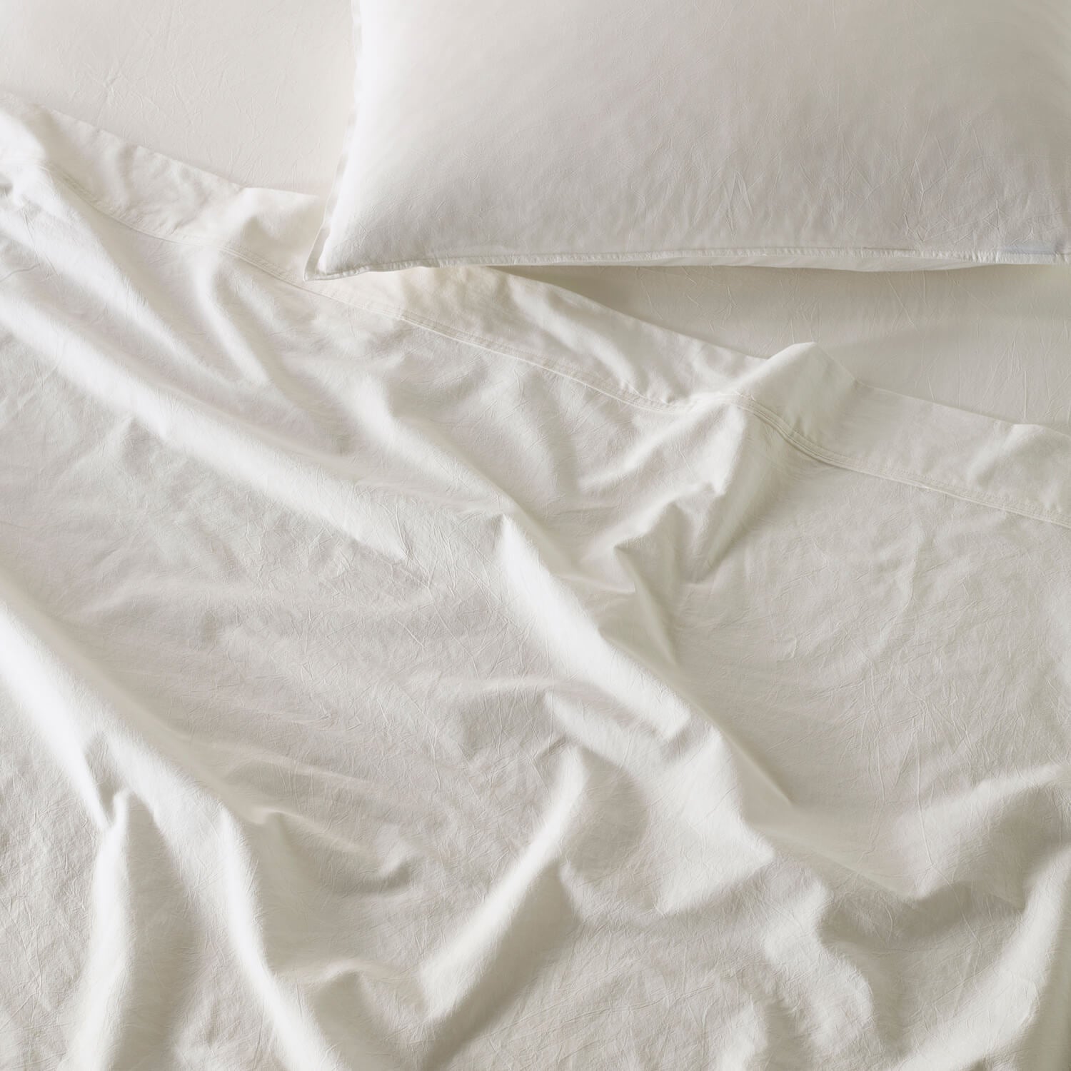 The Honest Label Washed Cotton Flat Sheet in White with white tones flat sheet product view THL product image 2