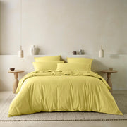 The Honest Label Washed Cotton Quilt Cover in Butter with yellow tones quilt cover product view THL product image 1