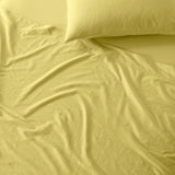 The Honest Label Washed Cotton Flat Sheet in Butter with yellow tones flat sheet product view THL product image 2