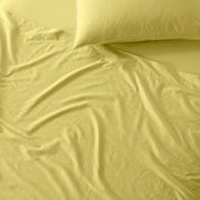 The Honest Label Washed Cotton Flat Sheet in Butter with yellow tones flat sheet product view THL product image 2