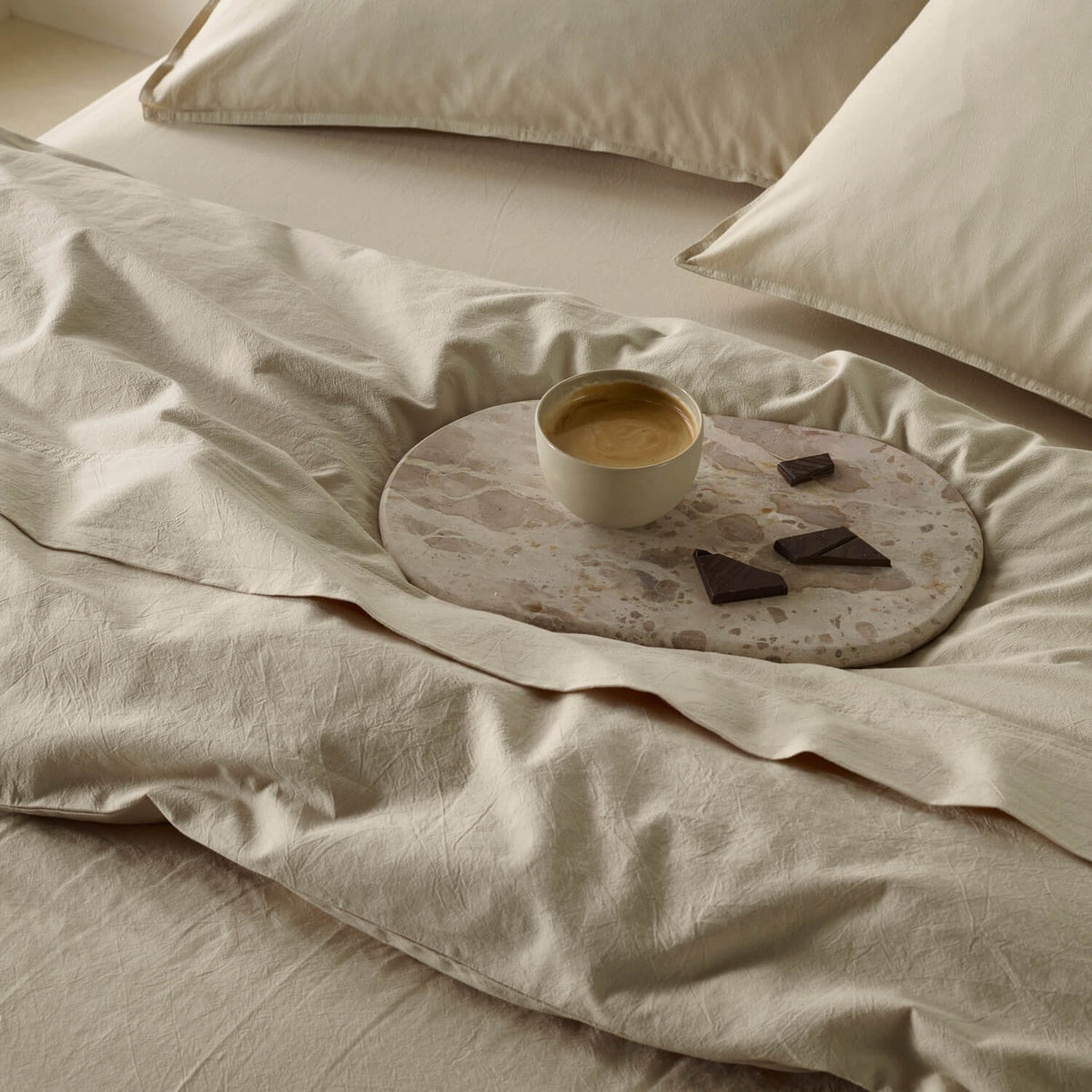 The Honest Label Washed Cotton Standard Pillowcase (2 Pack) in Flax with beige tones pillowcase product view THL product image 2
