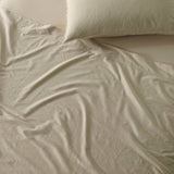 The Honest Label Washed Cotton Flat Sheet in Flax with beige tones flat sheet product view THL product image 2