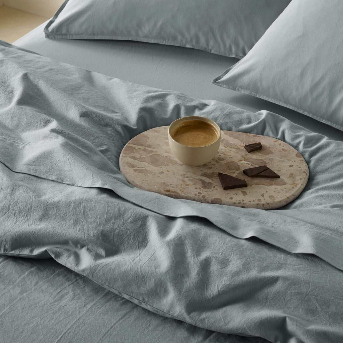 The Honest Label Washed Cotton Standard Pillowcase (2 Pack) in Slate with grey tones pillowcase product view THL product image 2