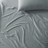 The Honest Label Washed Cotton Flat Sheet in Slate with grey tones flat sheet product view THL product image 2