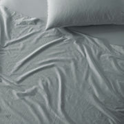 The Honest Label Washed Cotton Flat Sheet in Slate with grey tones flat sheet product view THL product image 2