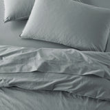 The Honest Label Washed Cotton Flat Sheet in Slate with grey tones flat sheet top view