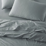 The Honest Label Washed Cotton Flat Sheet in Slate with grey tones flat sheet top view