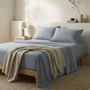 The Honest Label Washed Cotton Fitted Sheet in Slate with grey tones fitted sheet product view THL product image 1