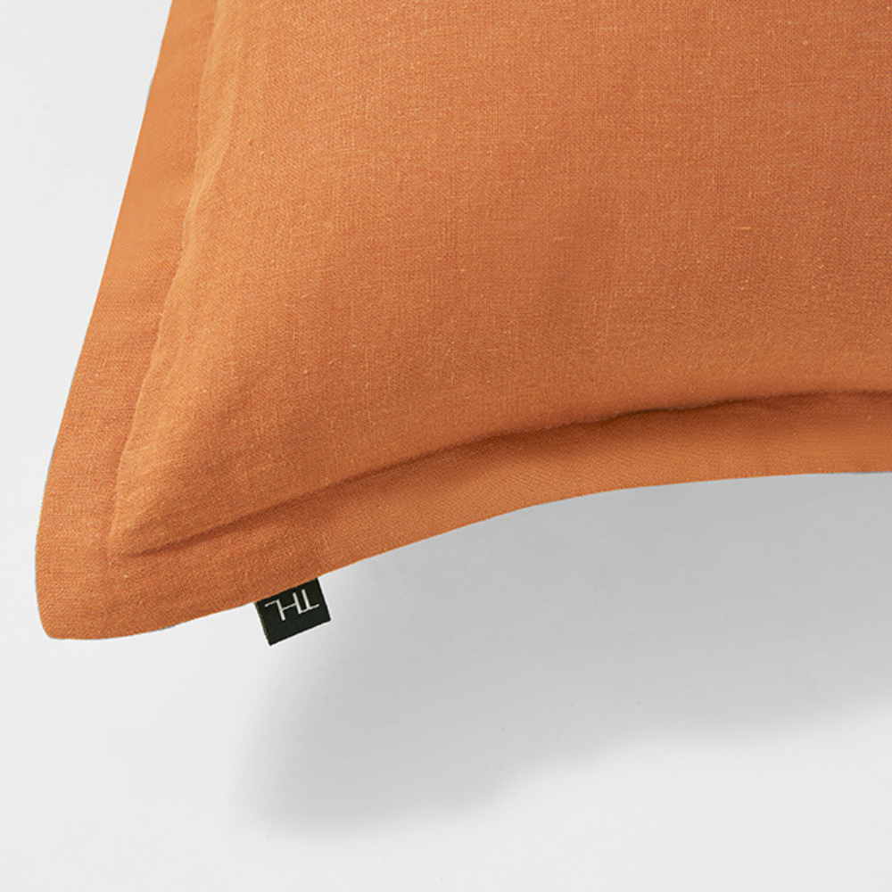 The Honest Label Pure Linen Cushion Cover Rectangle in Red Earth with red tones cushion cover product view THL product image 3