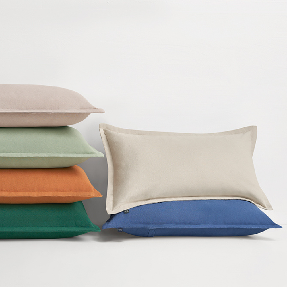 The Honest Label Pure Linen Cushion Cover Rectangle in Flax with beige tones cushion cover product view THL product image 2