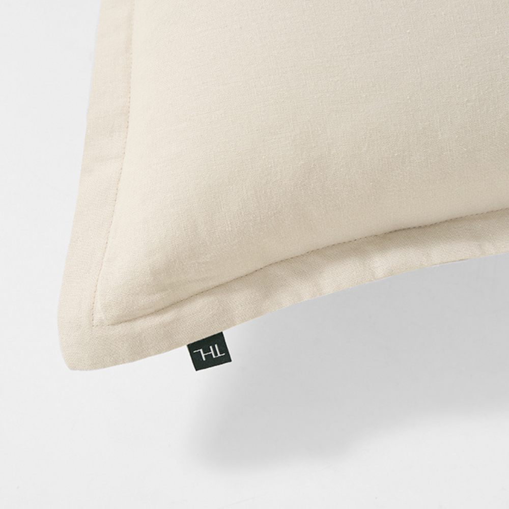 The Honest Label Pure Linen Cushion Cover Rectangle in Flax with beige tones cushion cover product view THL product image 3
