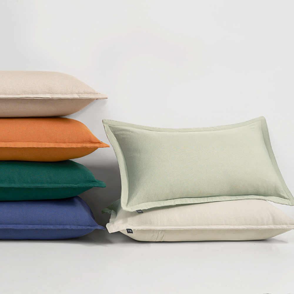 The Honest Label Pure Linen Cushion Cover Rectangle in Sage with green tones cushion cover product view THL product image 2