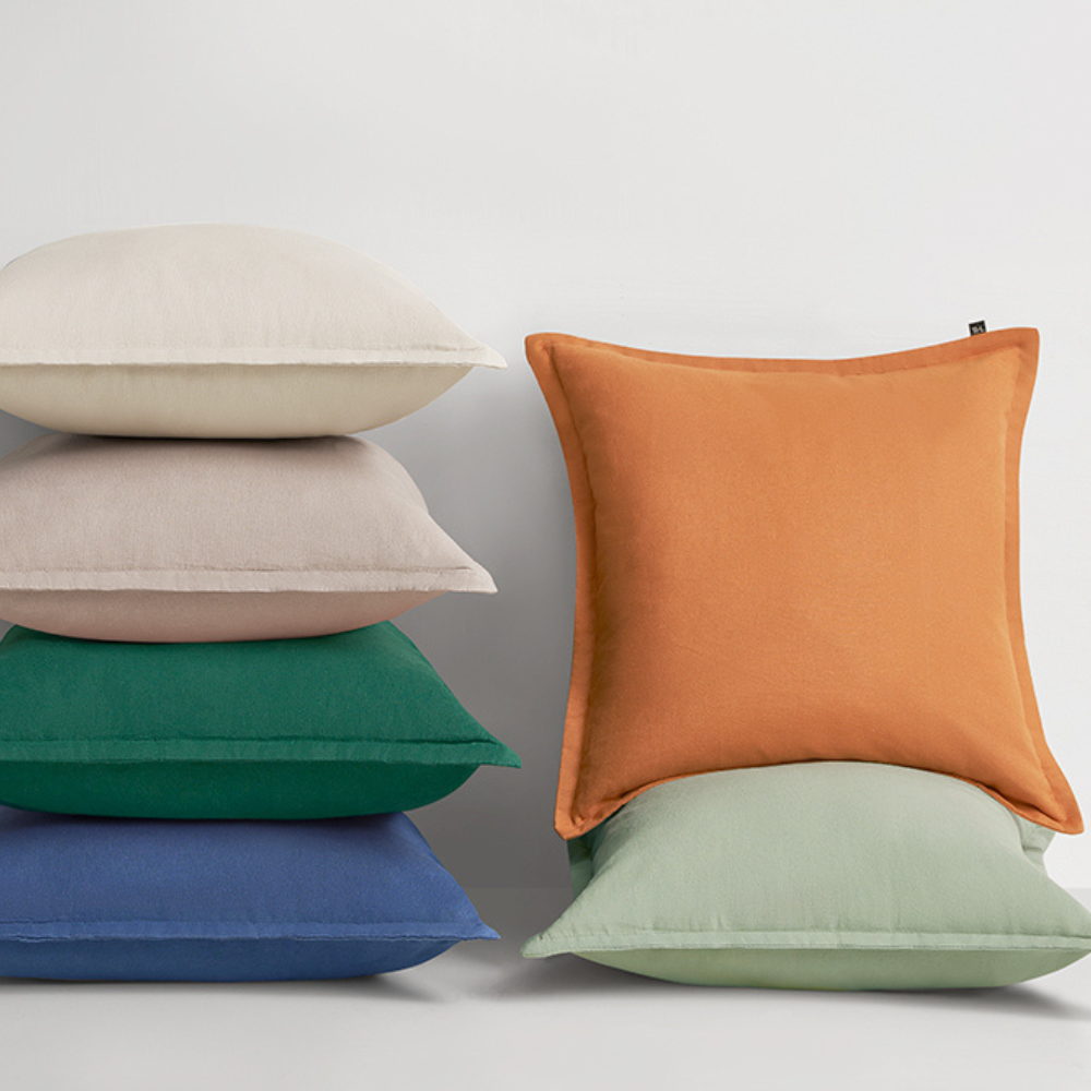 The Honest Label Pure Linen Cushion Cover Square in Red Earth with red tones cushion cover product view THL product image 1