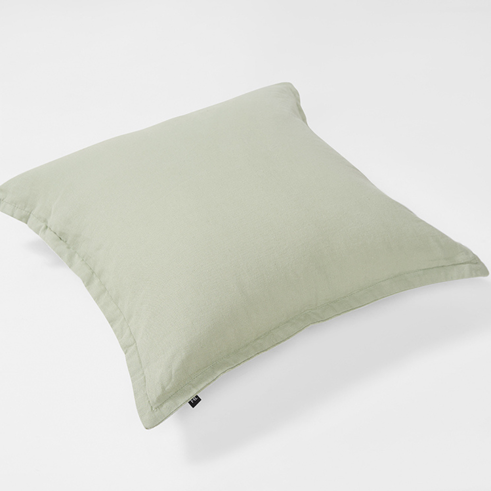 The Honest Label Pure Linen Cushion Cover Square in Sage with green tones cushion cover product view THL product image 2