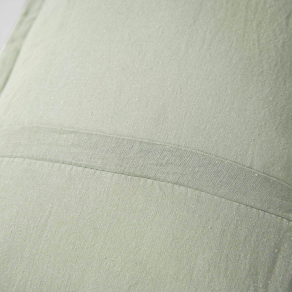 The Honest Label Pure Linen Cushion Cover Square in Sage with green tones cushion cover product view THL product image 4
