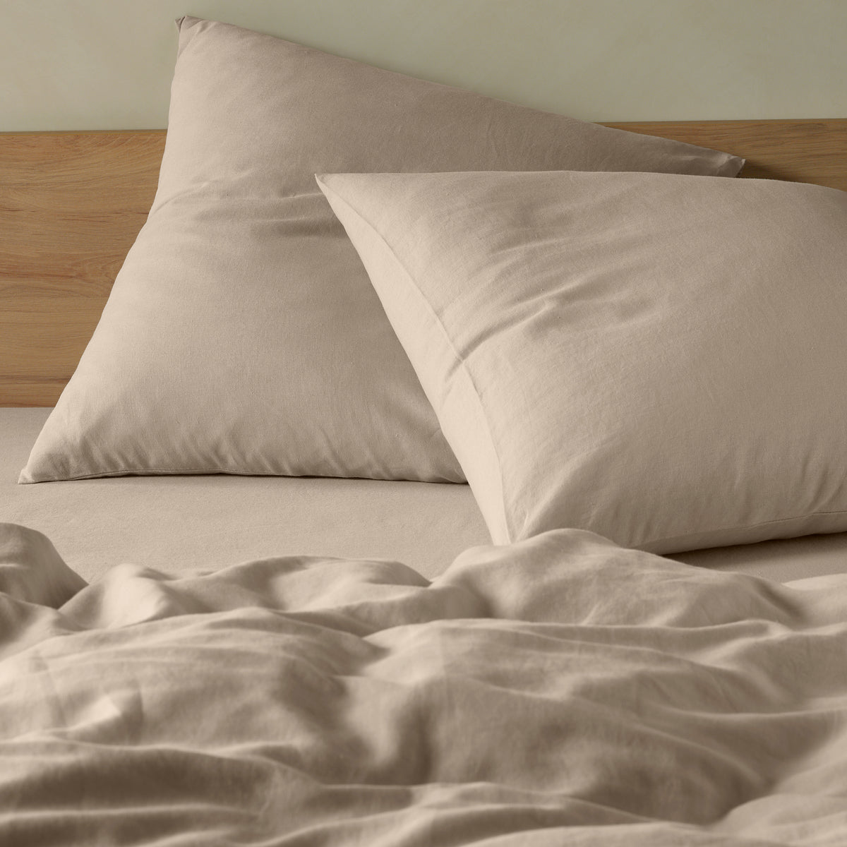 The Honest Label Pure Linen European Pillowcase in Warm Taupe with beige tones pillowcase product view THL product image 1