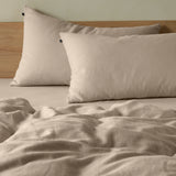 The Honest Label Pure Linen Standard Pillowcase (2 Pack) in Warm Taupe with beige tones pillowcase product view THL product image 1