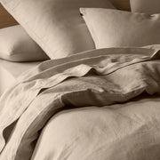 The Honest Label Pure Linen Quilt Cover Set Incl Pillowcases in Warm Taupe with beige tones pillowcase product view THL product image 3