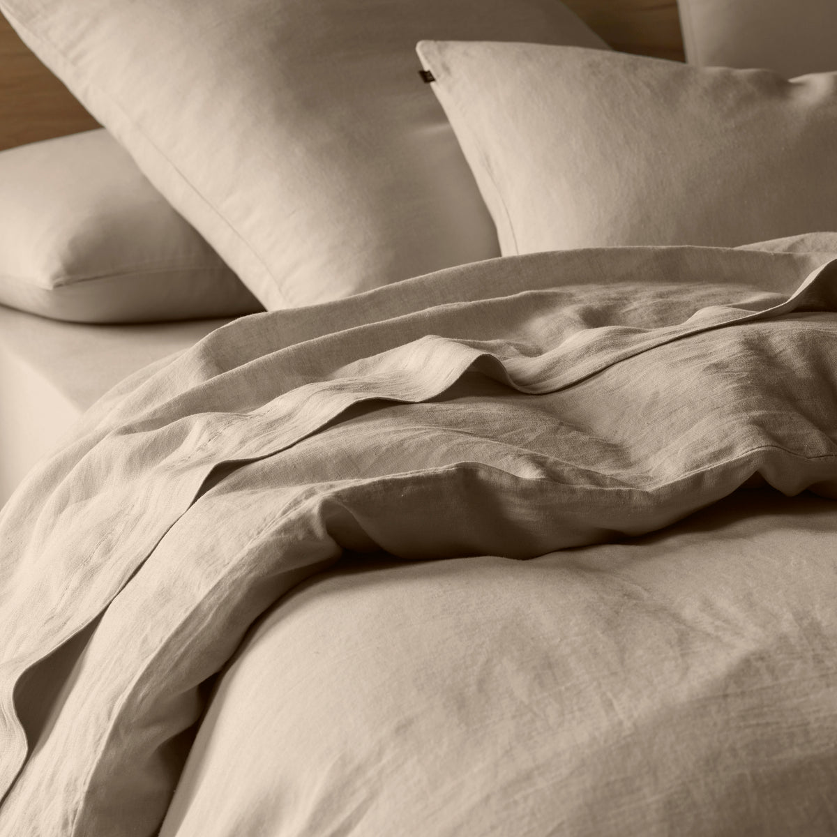 The Honest Label Pure Linen Quilt Cover Set Incl Pillowcases in Warm Taupe with beige tones pillowcase product view THL product image 3