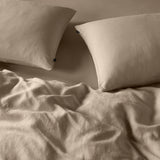 The Honest Label Pure Linen Quilt Cover Set Incl Pillowcases in Warm Taupe with beige tones pillowcase product view THL product image 2