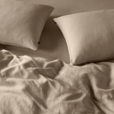 The Honest Label Pure Linen Standard Pillowcase (2 Pack) in Warm Taupe with beige tones pillowcase product view THL product image 5