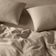 The Honest Label Pure Linen Standard Pillowcase (2 Pack) in Warm Taupe with beige tones pillowcase product view THL product image 5