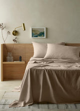 The Honest Label Pure Linen Standard Pillowcase (2 Pack) in Warm Taupe with beige tones pillowcase product view THL product image 3