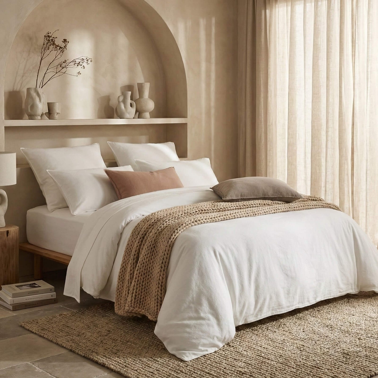 The Honest Label Washed Cotton Quilt Cover in White with white tones quilt cover product view THL product image 1