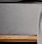 The Honest Label Pure Linen Fitted Sheet in Light Grey with grey tones fitted sheet product view THL product image 1