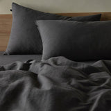 The Honest Label Pure Linen Standard Pillowcase (2 Pack) in Charcoal with grey tones pillowcase product view THL product image 2