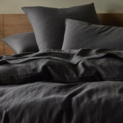 The Honest Label Pure Linen Quilt Cover Set Incl Pillowcases in Charcoal with grey tones pillowcase product view THL product image 3