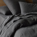 The Honest Label Pure Linen Quilt Cover Set Incl Pillowcases in Charcoal with grey tones pillowcase product view THL product image 1