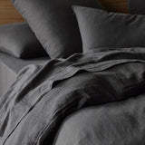 The Honest Label Pure Linen Quilt Cover Set Incl Pillowcases in Charcoal with grey tones pillowcase product view THL product image 1